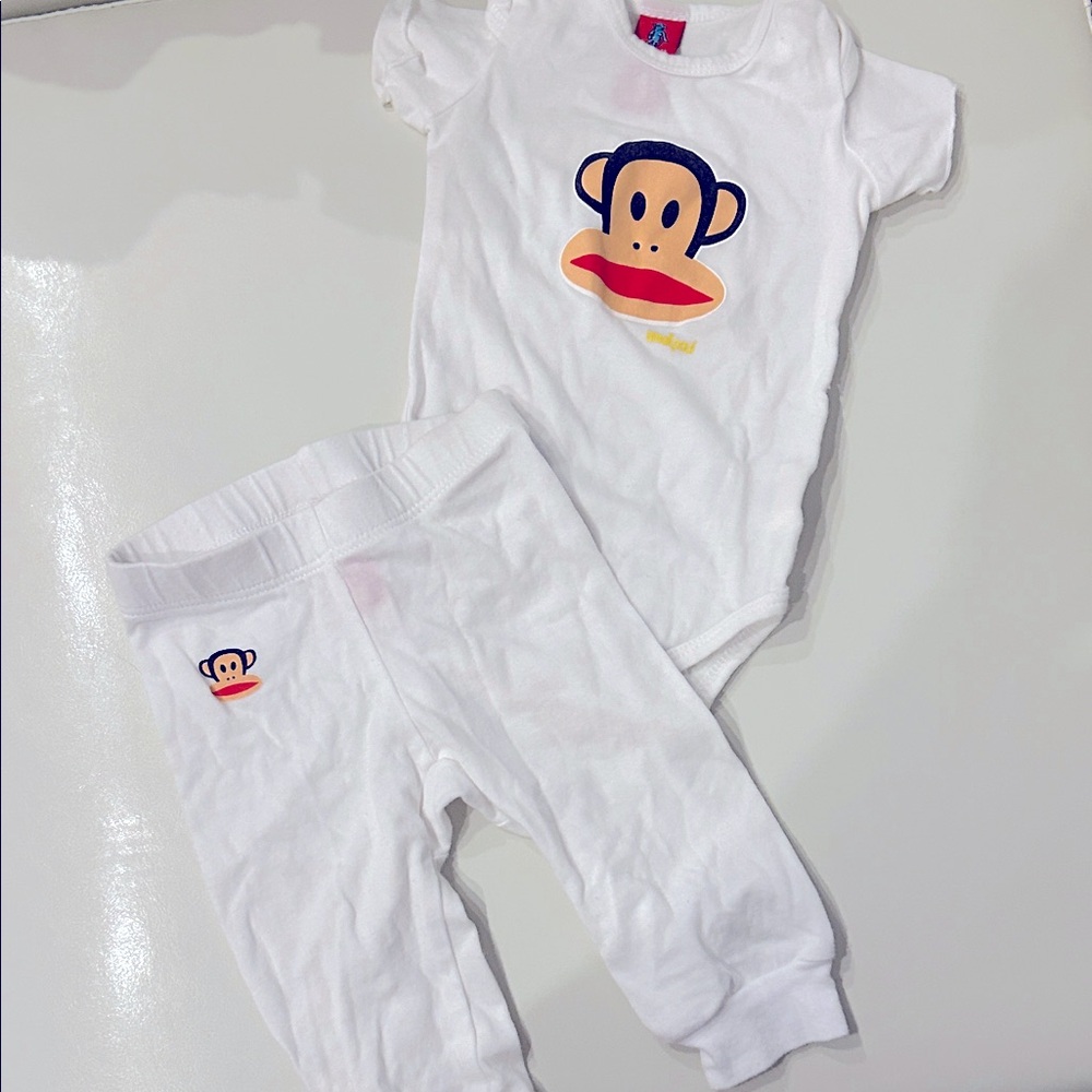 Paul Frank White Baby Outfit with Red Monkey Tag